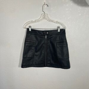 Free People Black Vegan Leather Skirt, Size 6